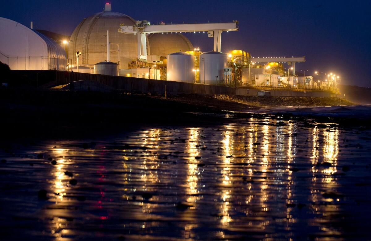 The now defunct San Onofre nuclear power plant is seen along the Pacific Ocean coastline in San Onofre in 2012.