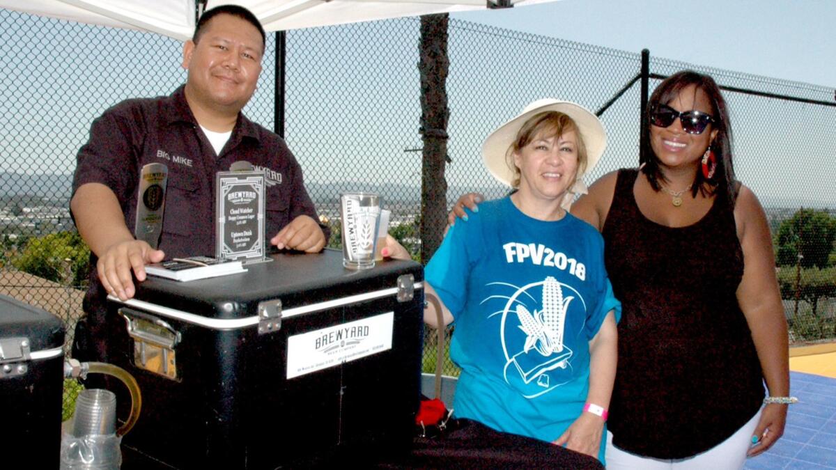 Mike Sagun, from left, of Brewyard Brewery & Taproom, with Family Promise past presidents Nancy Guillen and Renee Johnson.