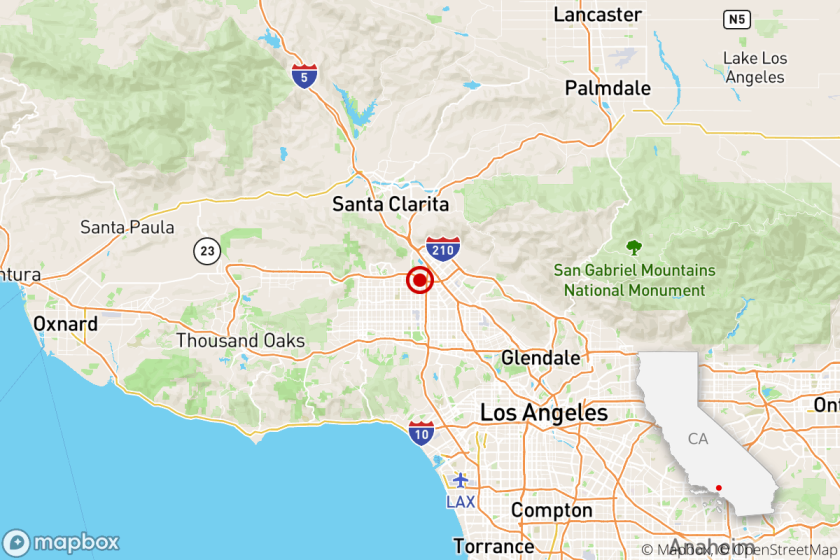 Earthquake Magnitude 2 5 Quake Shakes In The San Fernando Valley Los Angeles Times San Fernando Valley California Map