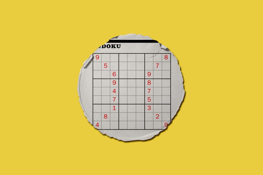 A circular piece of newspaper with a sudoku puzzle on it with red numbers in the shape of baseball seams