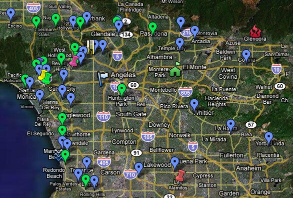 Weird hotspots on Google Maps If you actually want to visit any of these odd wireless hotspots, we have a Google Maps mash-up with place markers for all the weird Wi-Fi places around L.A.