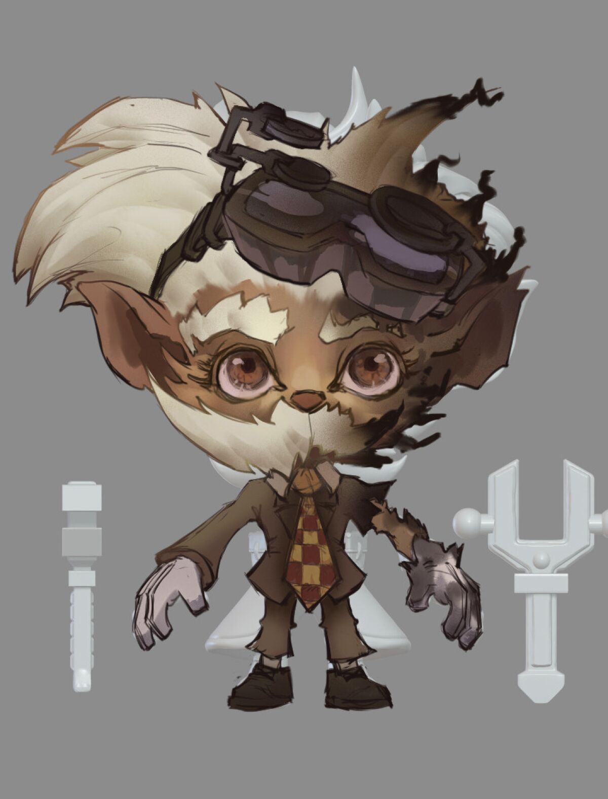 Early concept art shows Heimerdinger, a character in the online battle game "League of Legends" who is known as a "revered inventor." (Riot Games)