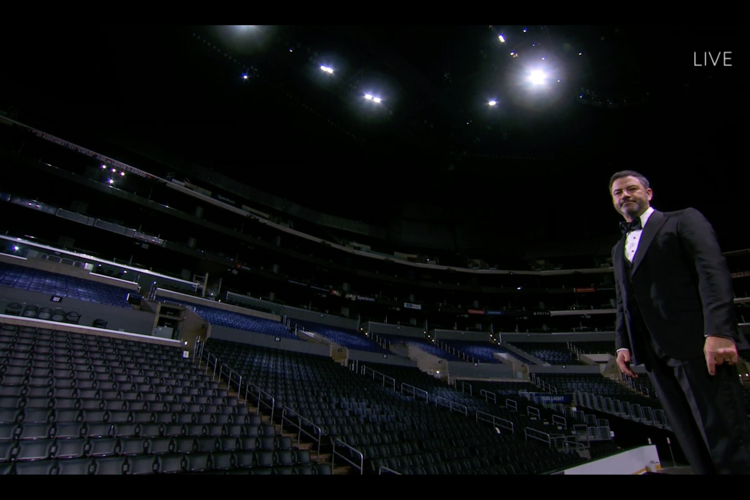 Jimmy Kimmel hosts the 72nd Emmy Awards at an empty Staples Center.
