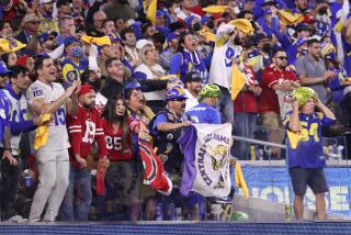 Los Angeles, CA - January 30: Los Angeles Rams fans cheer during the second half.