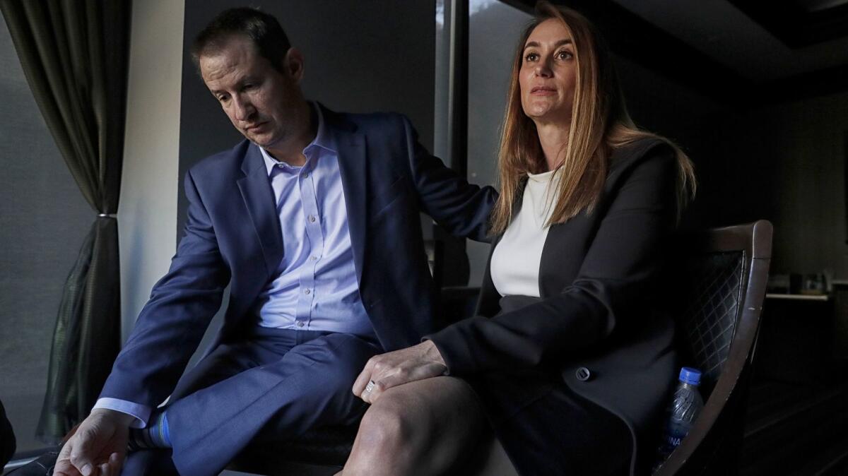 The parents of Blaze Bernstein, Gideon and Jeanne Pepper Bernstein, during interviews in Costa Mesa.