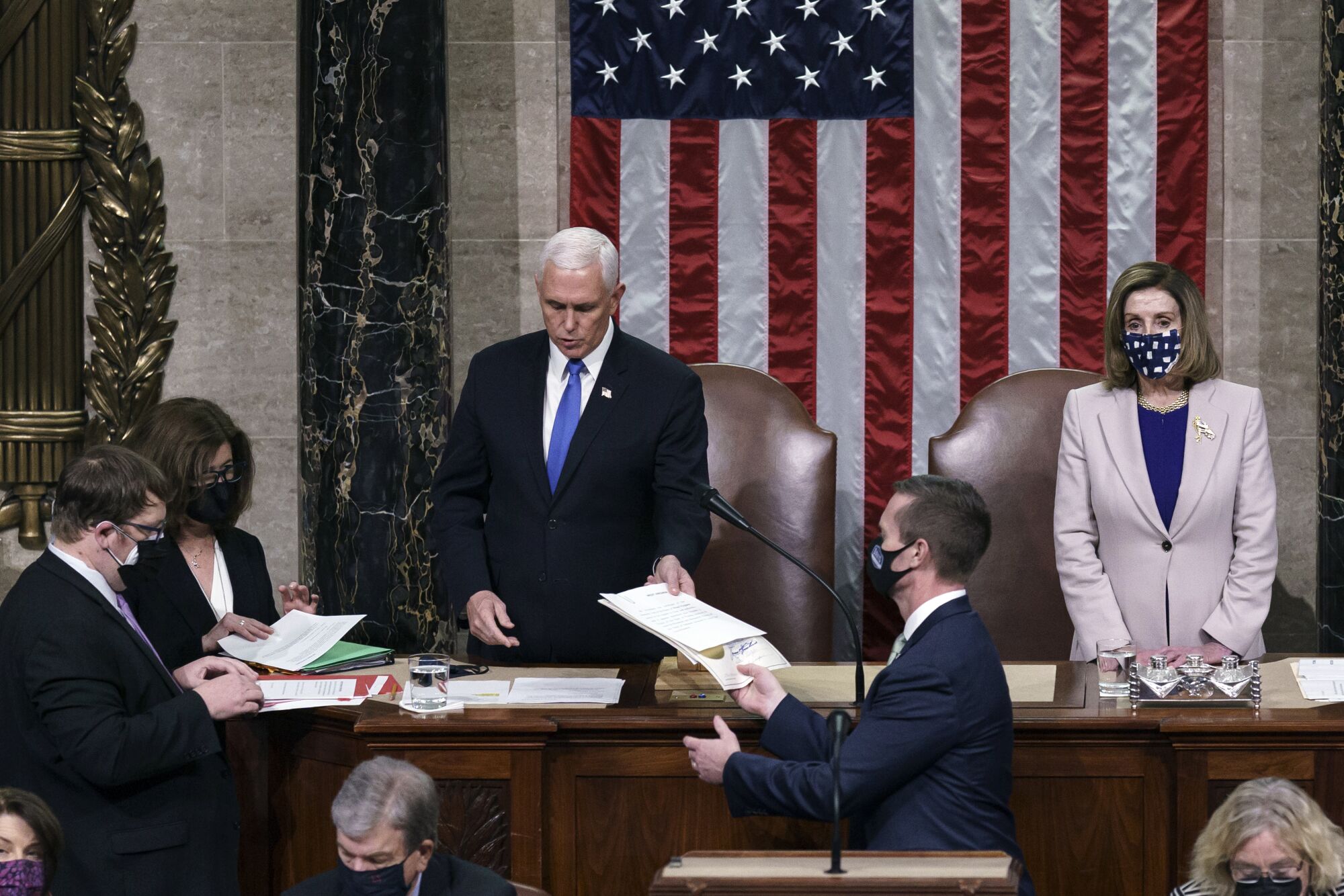 Vice President Mike Pence and House Speaker Nancy Pelosi in a joint session of Congress to certify the election.