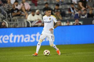 Galaxy forward Gabriel Pec controls the ball during a recent match against the Colorado Rapids