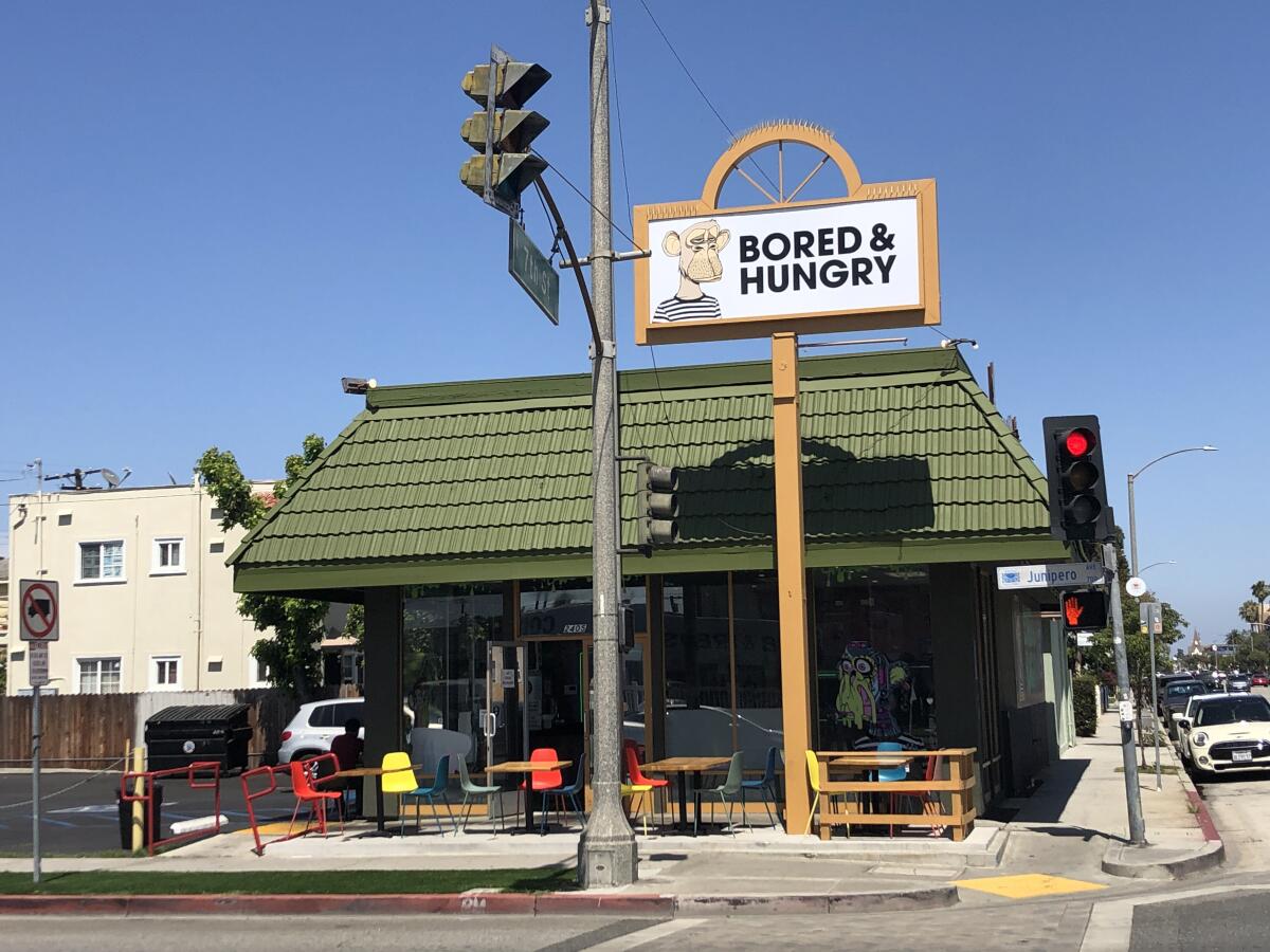 The exterior of the Bored & Hungry fast-food spot in Long Beach.