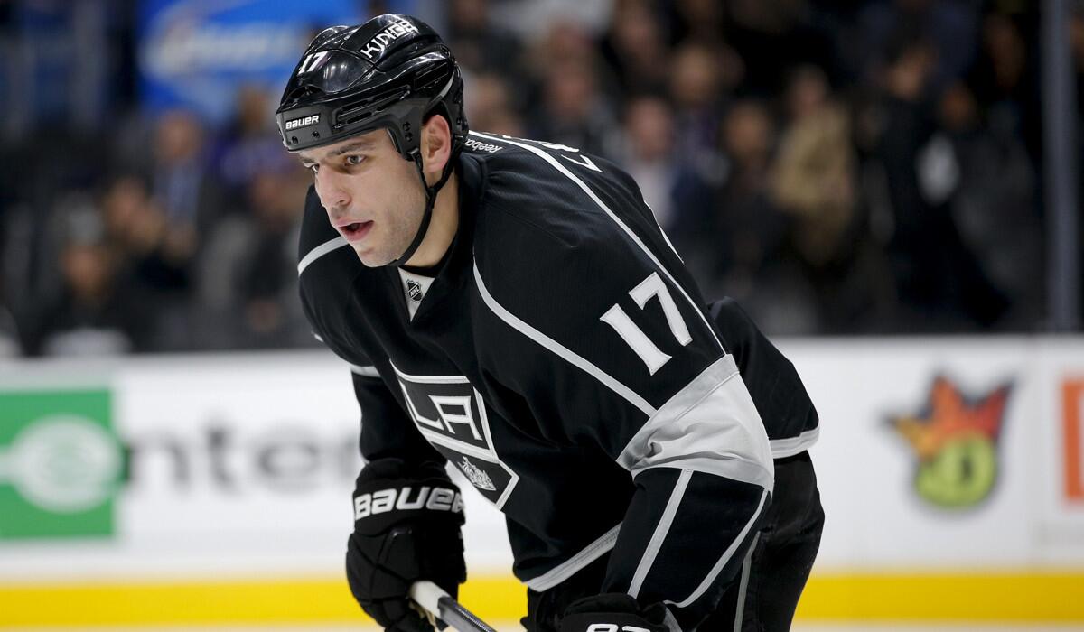 Los Angeles Kings' Milan Lucic stands on the ice during the third period against the San Jose Sharks on Dec. 22, 2015.