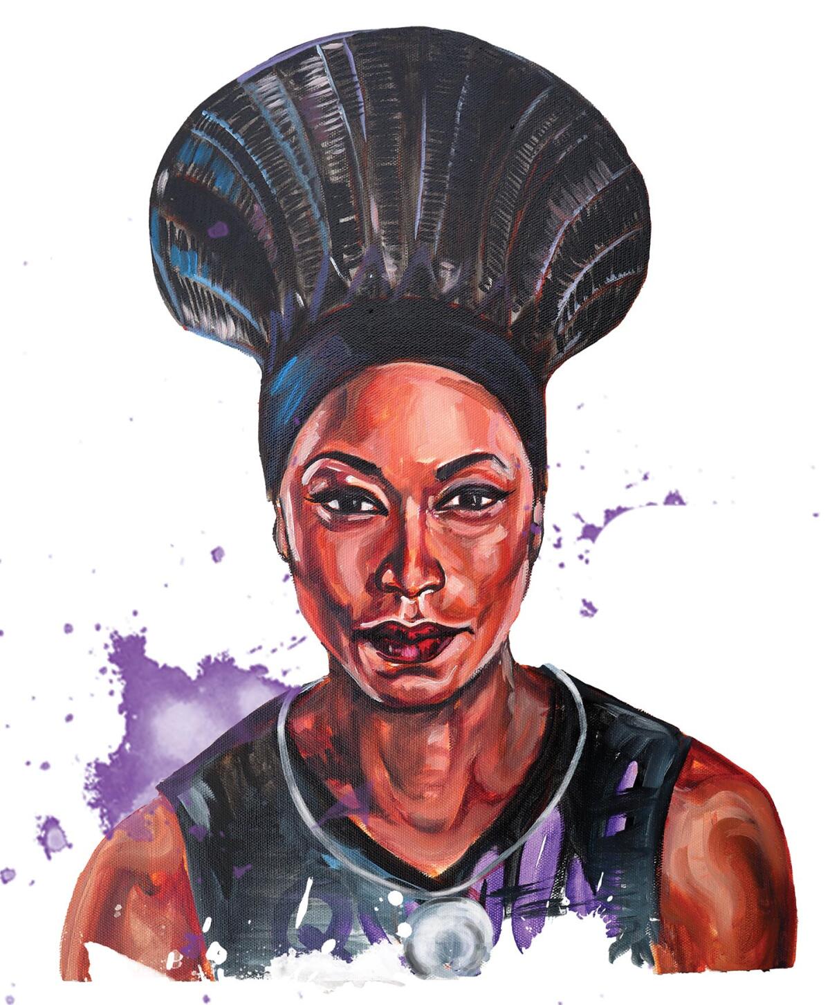 Illustration of Angela Basset for The Envelope's WHO'S COUNTING feature.