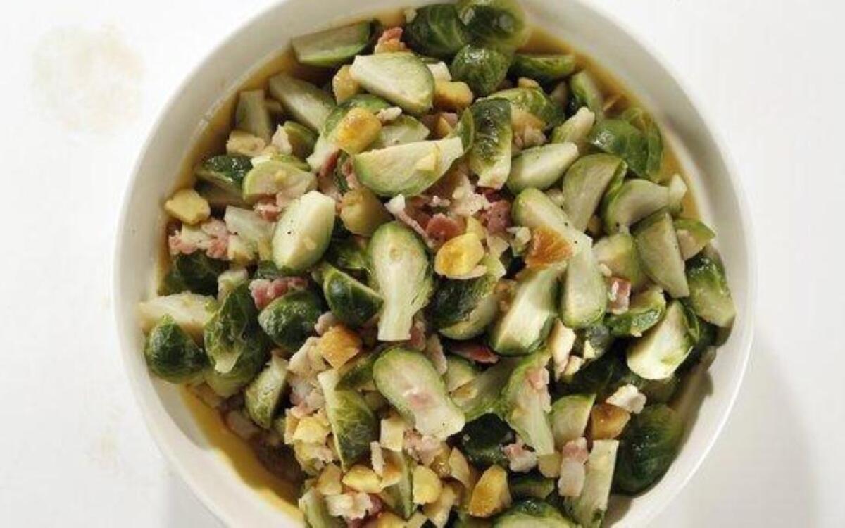 Brussels sprouts braised with bacon and chestnuts