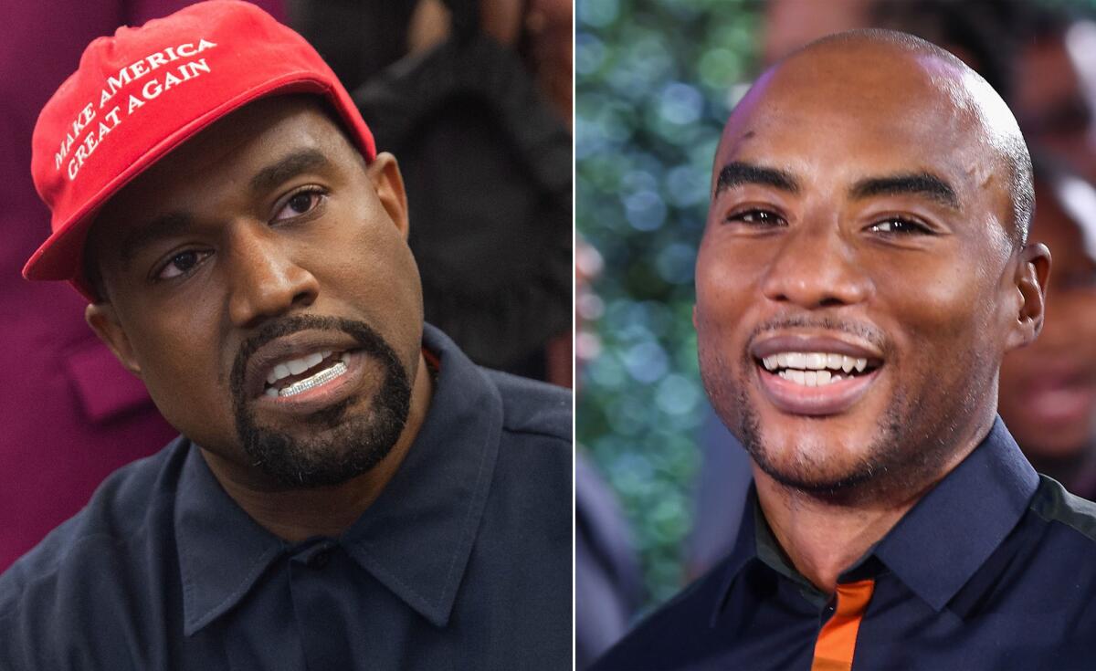 Rapper Kanye West, left, and radio host Charlamagne Tha God had been scheduled to discuss mental health this week.