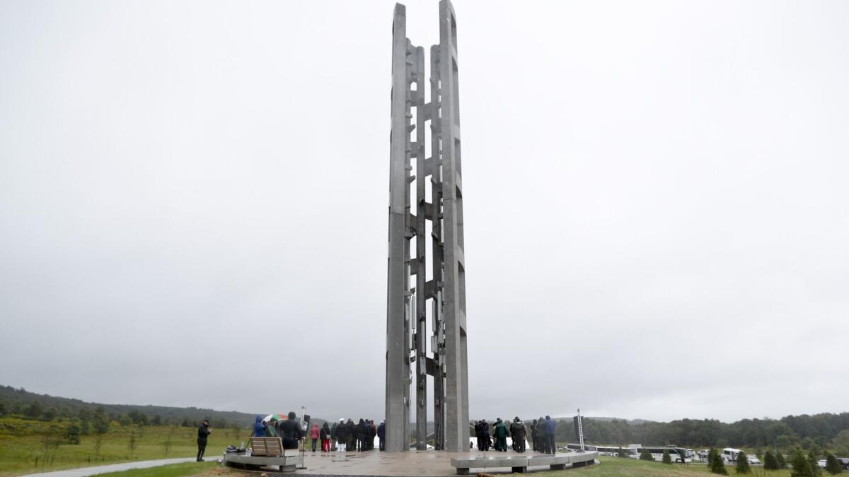 The newly dedicated, 93-foot-tall Tower of Voices at the Flight 93 National Memorial in Shanksville, Pa., was the site of a 17th anniversary observance of the terrorist attacks on Sept. 11, 2001.