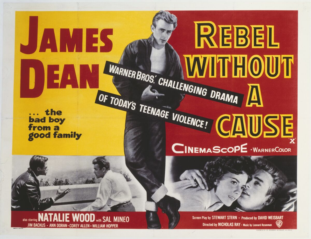 A poster for Nicholas Ray's 1955 drama 'Rebel Without a Cause' starring James Dean. (Photo by Movie Poster Image Art/Getty Images)