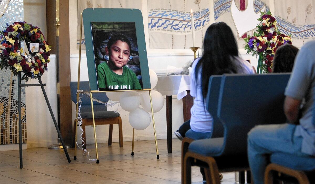 Family and friends attend a memorial service for Gabriel Fernandez, who was beaten to death. Officials acknowledge the death followed egregious errors by county social workers.