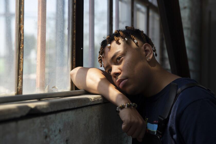 LOS ANGELES, CALIF. - JULY 02, 2019: YBN Cordae, an upcoming rap artist who has performed with Chance the Rapper, records a music video at Studios 60 on Tuesday, July 2, 2019 in Los Angeles, Calif. His new album, The Lost Boy, is set to release on July 26. (Liz Moughon / Los Angeles Times)