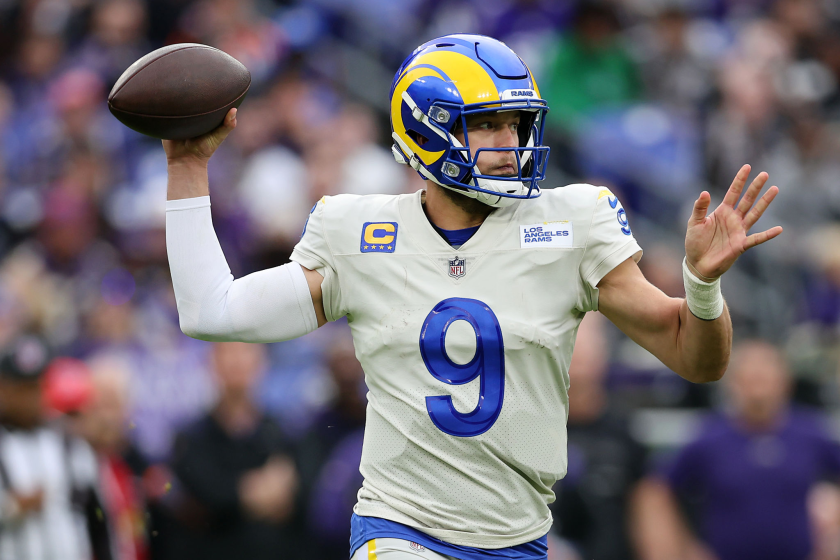 BALTIMORE, MARYLAND - JANUARY 02: Matthew Stafford #9 of the Los Angeles Rams.