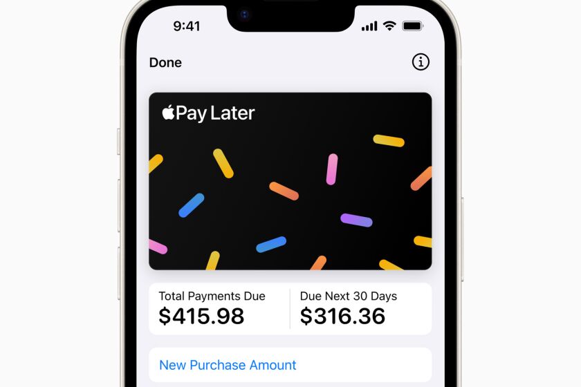 A screenshot of the Apple Pay Later interface on an iPhone screen