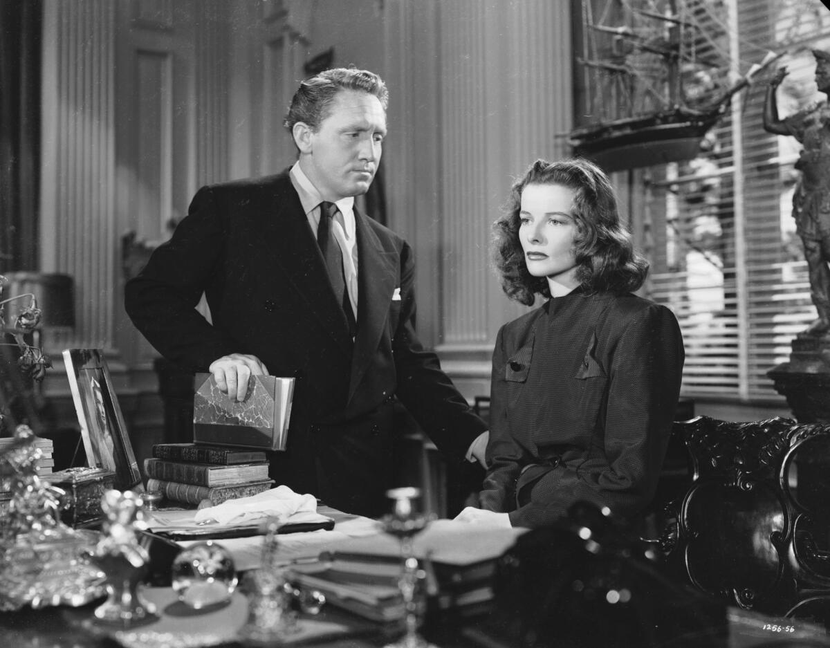 Spencer Tracy and Katharine Hepburn in "Keeper of the Flame."