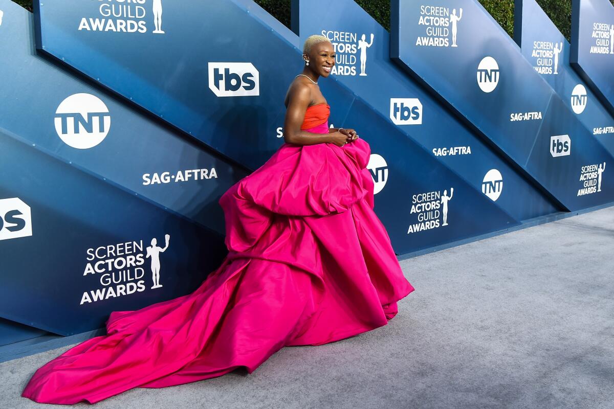 Cynthia Erivo arrives at the SAG Awards.