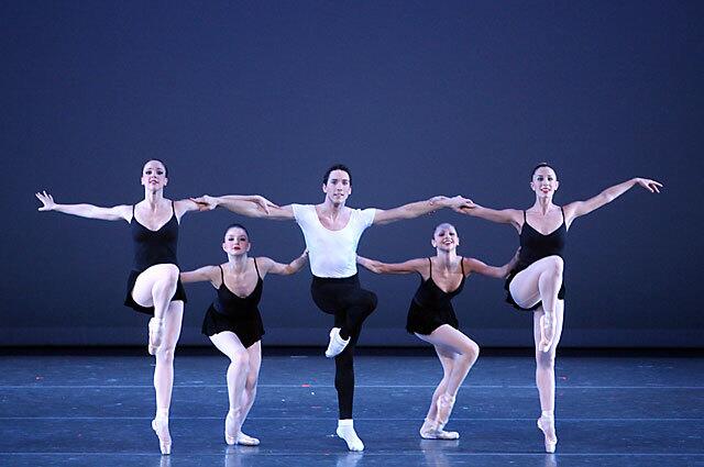 The Los Angeles Ballet launched its third season Saturday night. Peter Snow, center, helped bring George Balanchine's Stravinsky Violin Concerto (1972) to life during the program at the Redondo Beach Performing Arts Center in Redondo Beach.