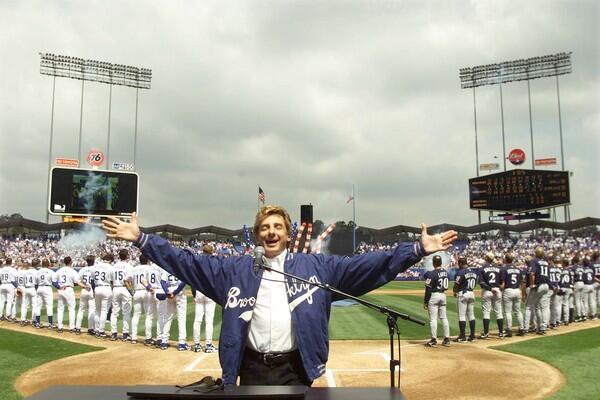 Opening day is Barry, Barry good to Dodgers - -It wasn't at the Copa and he didn't write the song, but Barry Manilow belted out the national anthem at Dodger Stadium in 2001.