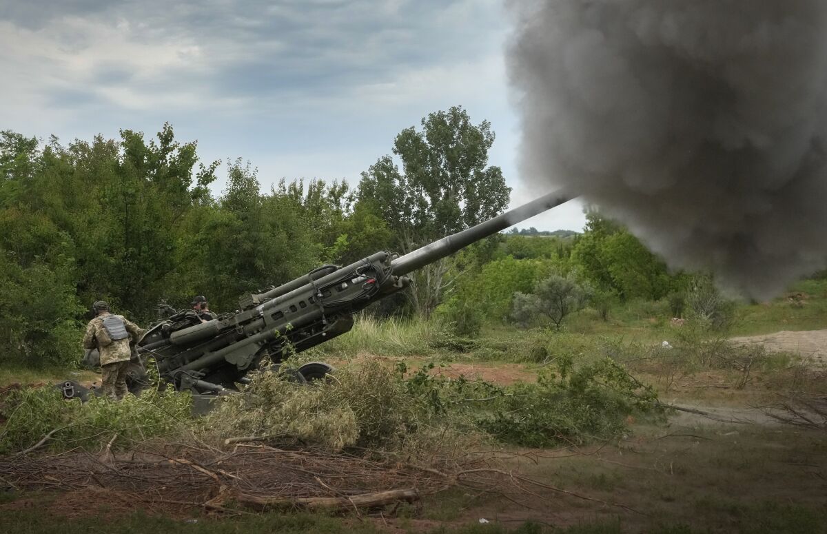 Smoke blasts out of a cannon
