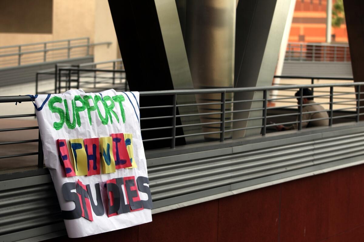 A banner in support of ethnic studies at Cal State L.A. in 2014.