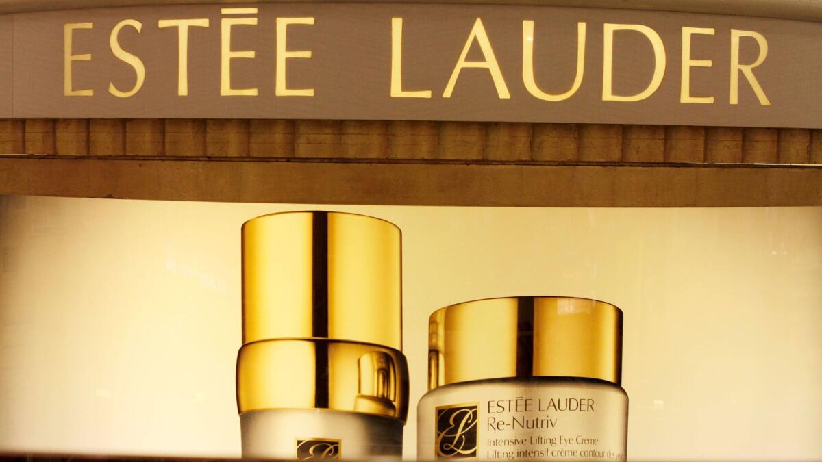 Estee Lauder products are displayed at a department store in 2011.