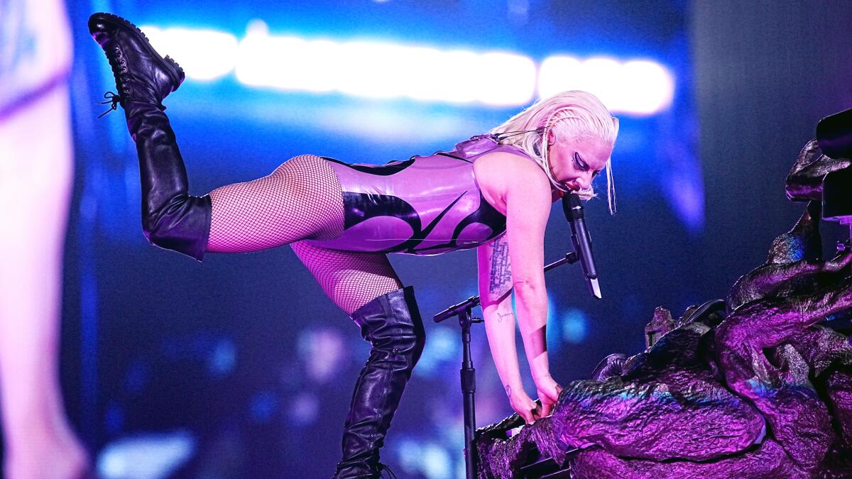 Lady Gaga crashes through the surface at Chromatica concert - Los Angeles  Times