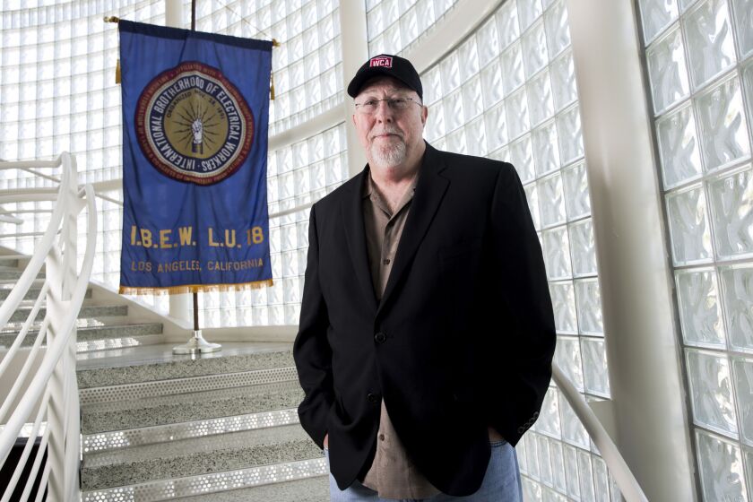 Brian D'Arcy, business manager for Local 18, an affiliate of the International Brotherhood of Electrical Workers (IBEW), is photographed at their Los Angeles headquarters.