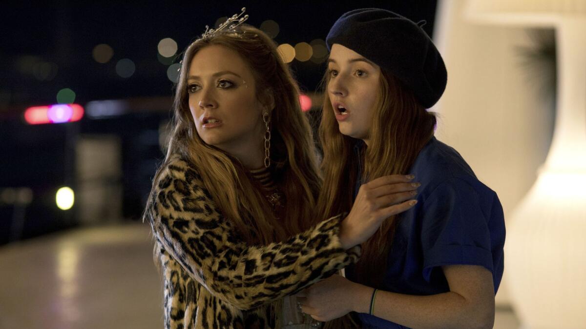 Billie Lourd, left, and Kaitlyn Dever in the film "Booksmart," directed by Olivia Wilde.