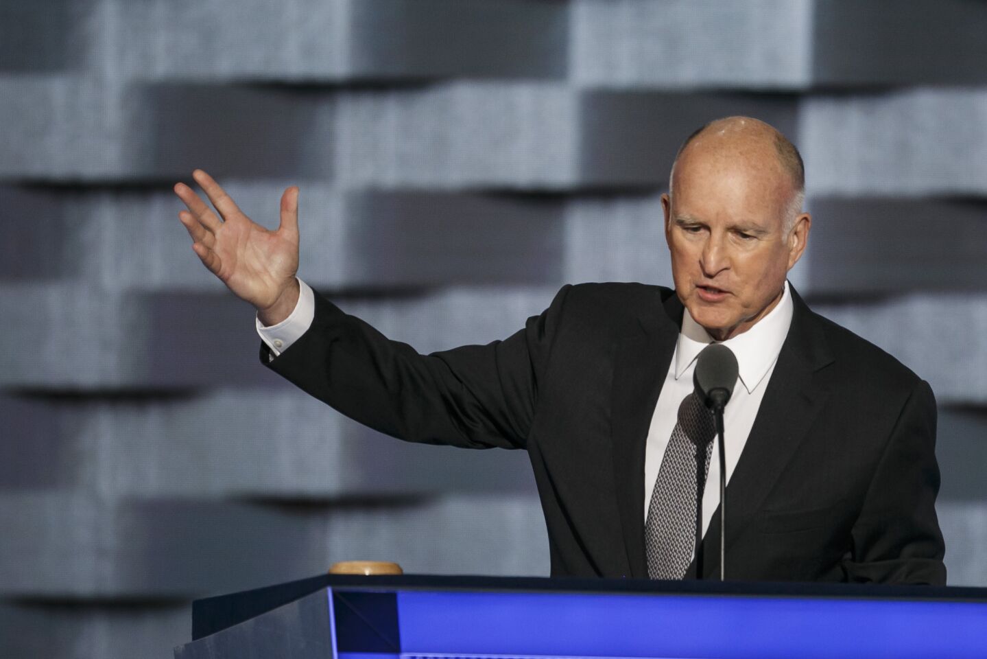 California Governor Jerry Brown at the 2016 Democratic National Convention in Philadelphia.
