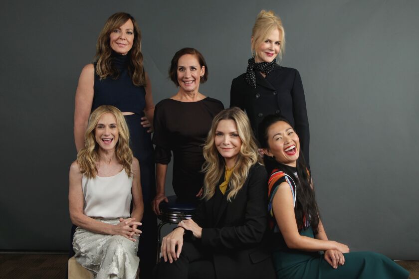 Actresses Holly Hunter, from left, Allison Janney, Laurie Metcalf, Michelle Pfeiffer, Nicole Kidman and Hong Chau gathered for the Envelope Roundtable to talk about today's Hollywood.
