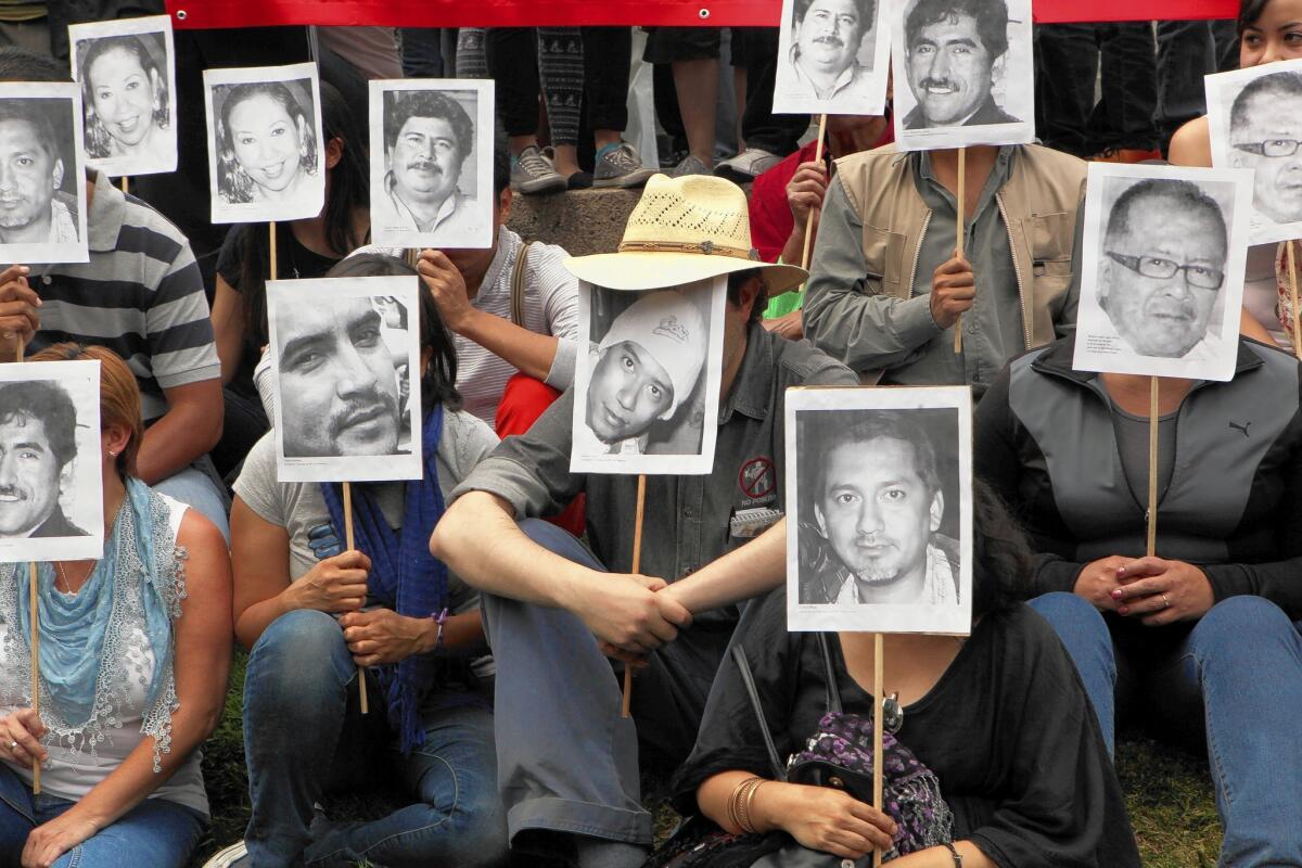 Journalists protest in Mexico City in February to call attention to the killings of their colleagues.