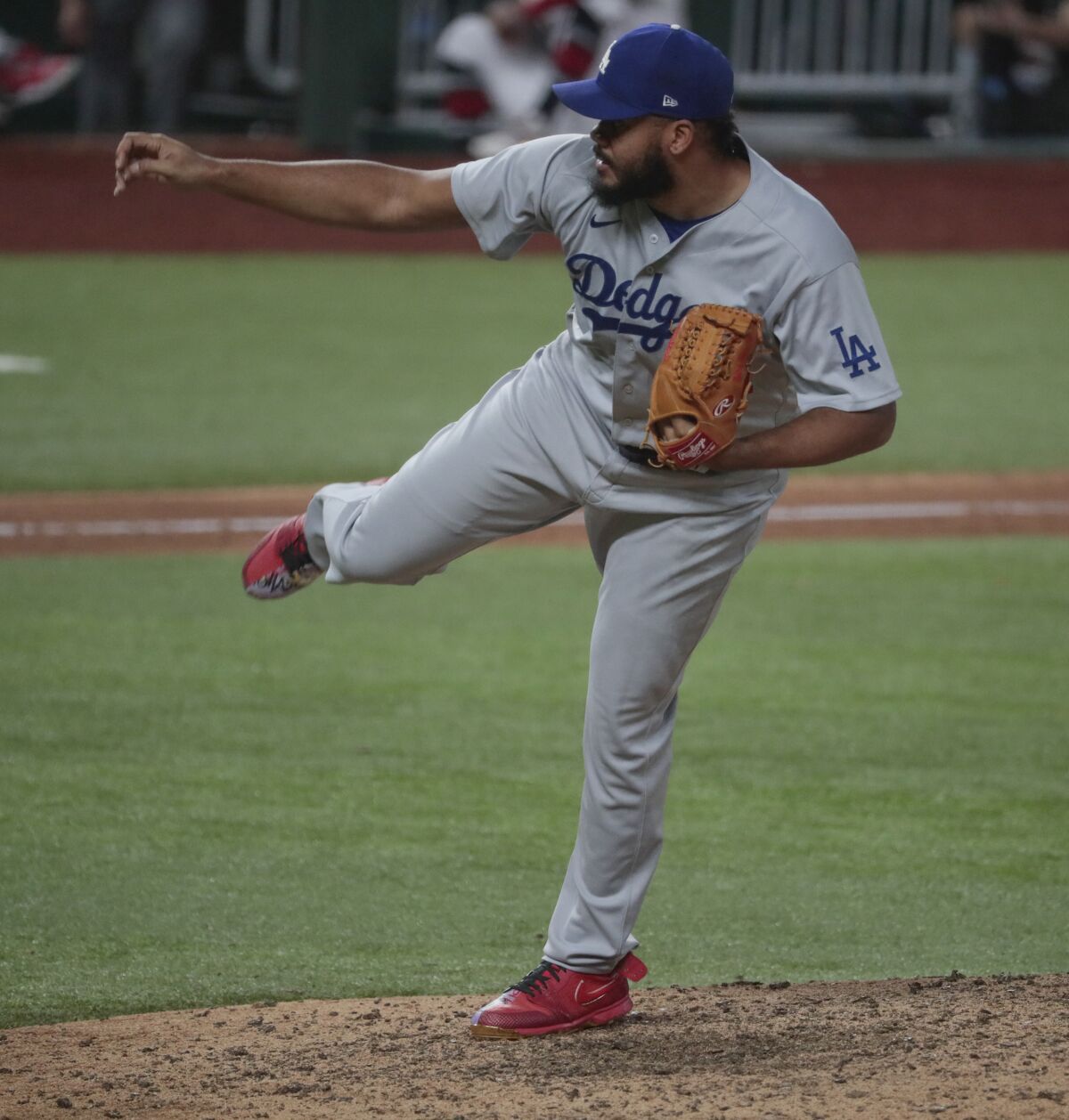 Dodgers relief pitcher Kenley Jansen pitches the sixth inning in Game 3 of the NLCS.