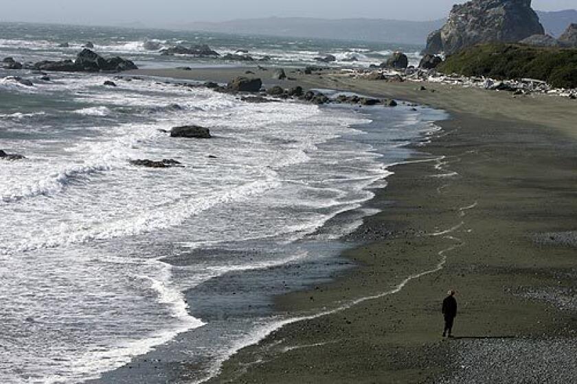 Filling her time while in California to visit her husband, Robert, at Pelican Bay State Prison, Pamela Griffin walks along the rocky coastline not far from the Oregon border.