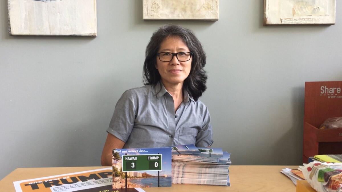 Gaye Chan, an artist and art professor in Honolulu, is helping organize a protest against President Trump during his visit to Hawaii.