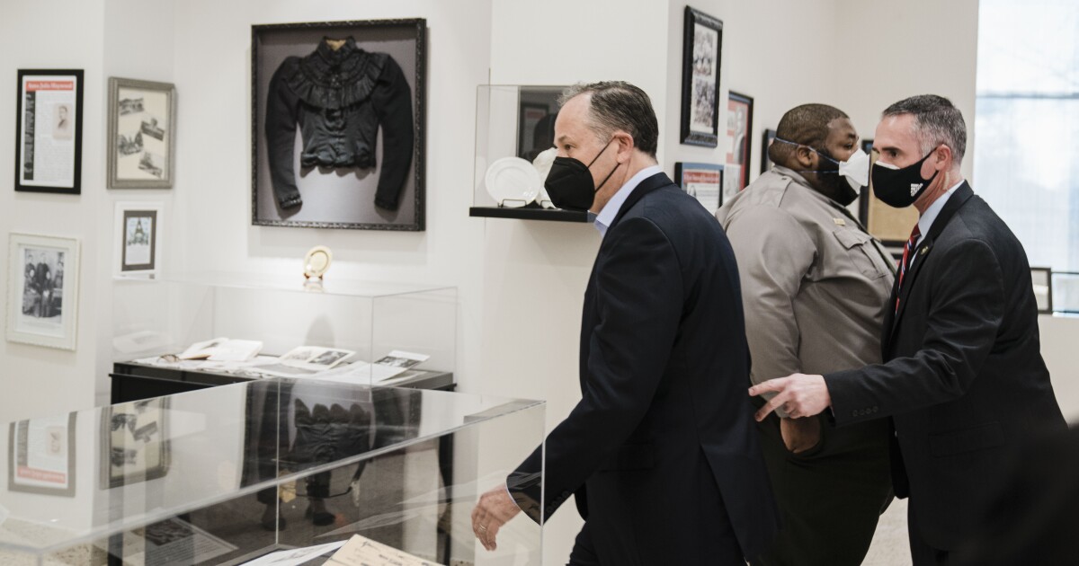 Second Gentleman Doug Emhoff evacuated from D.C. school over bomb threat Second Gentleman Doug Emhoff evacuated from D.C. school over bomb threat