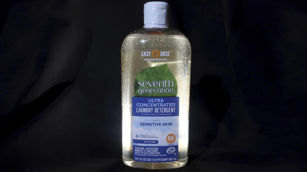 Seventh Generation is introducing a slim bottle of more concentrated laundry detergent, saying it will be cheaper to ship and still wash the same number of loads as its much larger classic container.