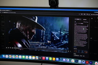 A bandaged head on a computer screen.