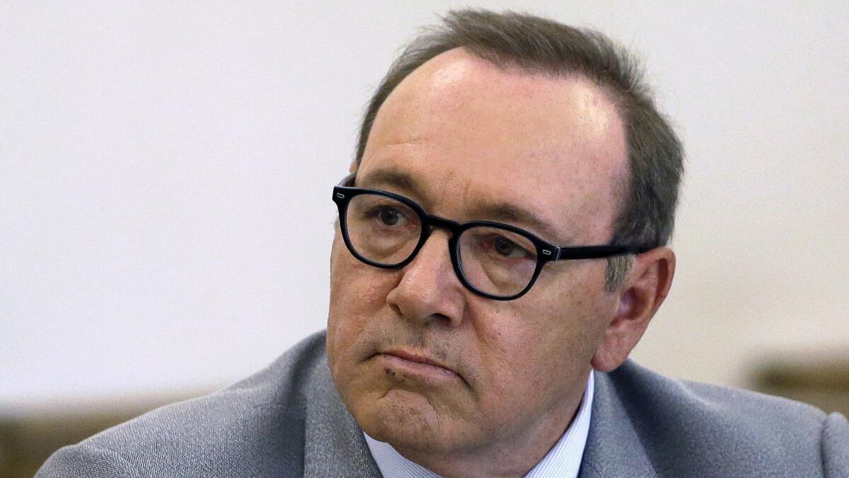 Actor Kevin Spacey attends a pretrial hearing at district court in Nantucket, Mass., on June 3.