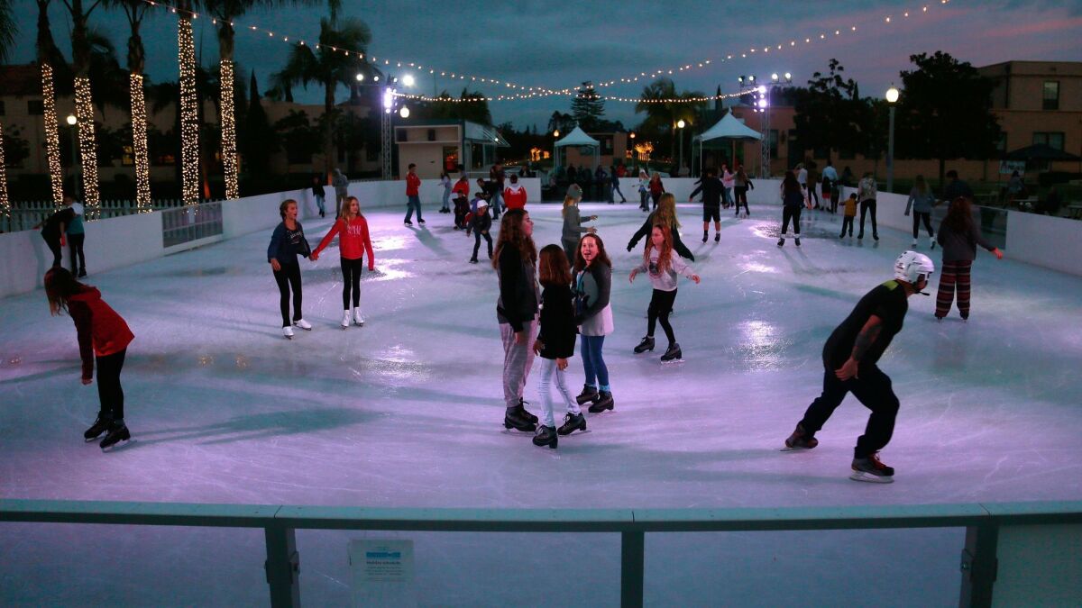 Friends and families take to the ice at Liberty Station last year.