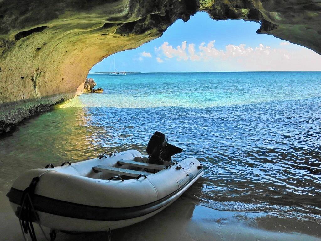 A cave at Rudder Cut Cay, one of David Copperfield's islands.