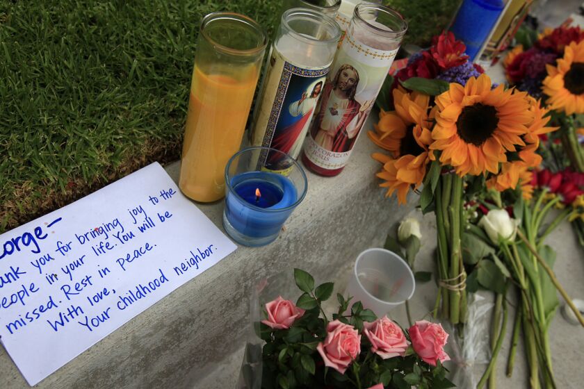 Flowers have been placed outside the apartment where Elliot Rodger lived and allegedly stabbed three victims to death in Isla Vista.
