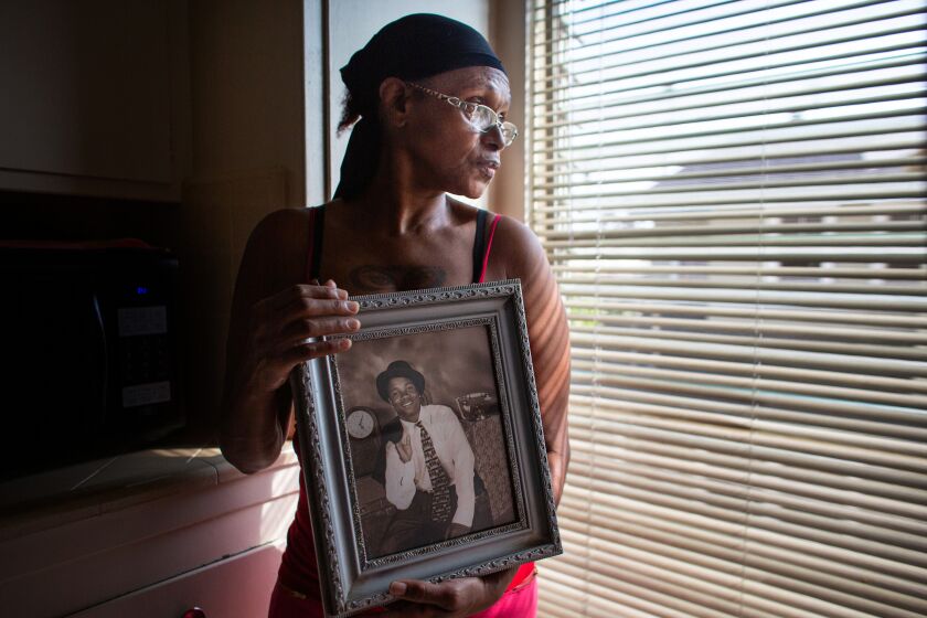 Vershell Hall's son Richard Tyson, 20, was killed by Inglewood police officers in 2007 poses for a portrait at her apartment