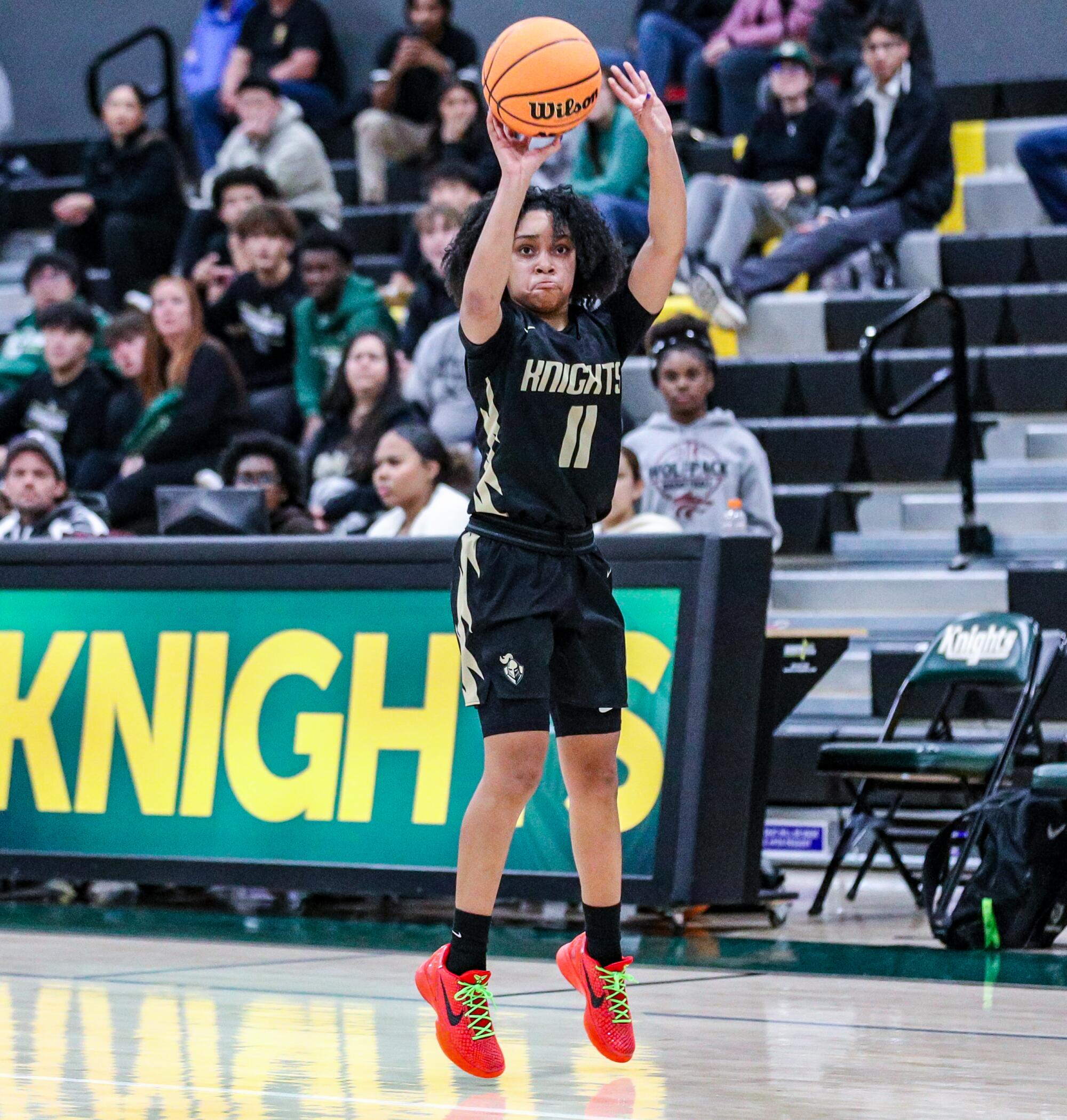 Freshman guard Kaleena Smith of Ontario Christian shoots a jumper during a game earlier this season.