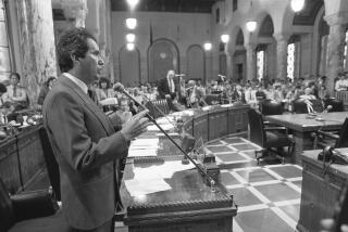 Richard Alatorre addressing the Los Angeles City Council, 1986. Richard Alatorre addressing the City Council Tuesday on the redistricting question. Mike Edwards / Los Angeles Times