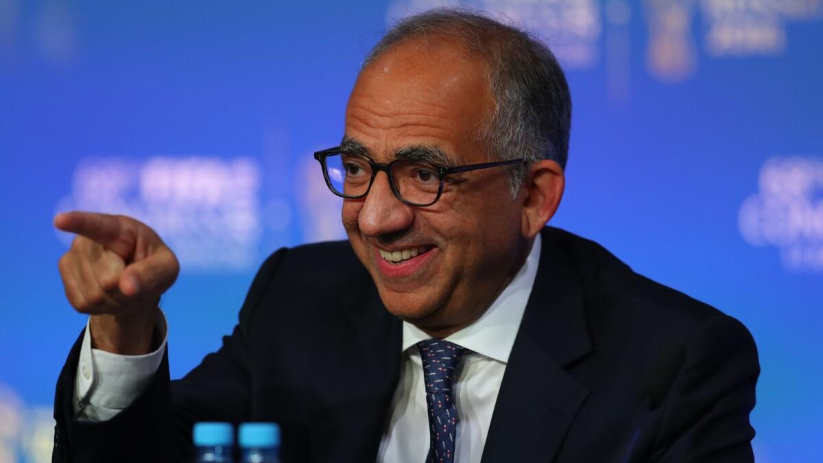 Carlos Cordeiro, president of the United States Football Association speaks during the 68th FIFA Congress press conference on June 13 in Moscow, Russia.