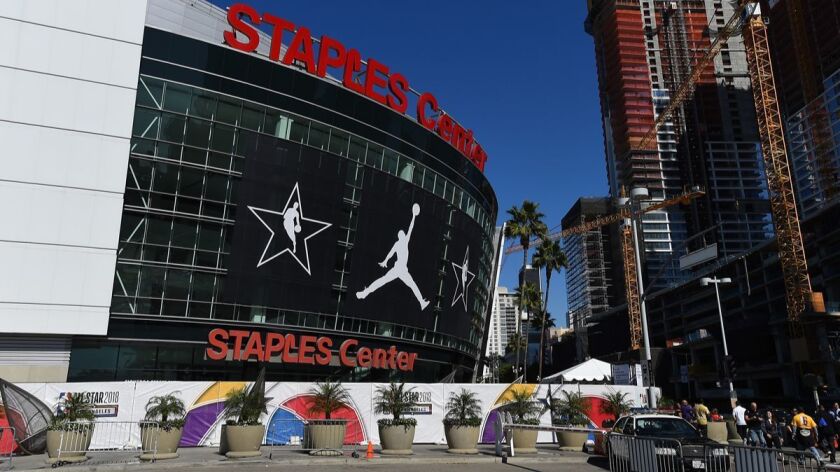 General view of Staples Center, the host venue for NBA All-Star 2018.
